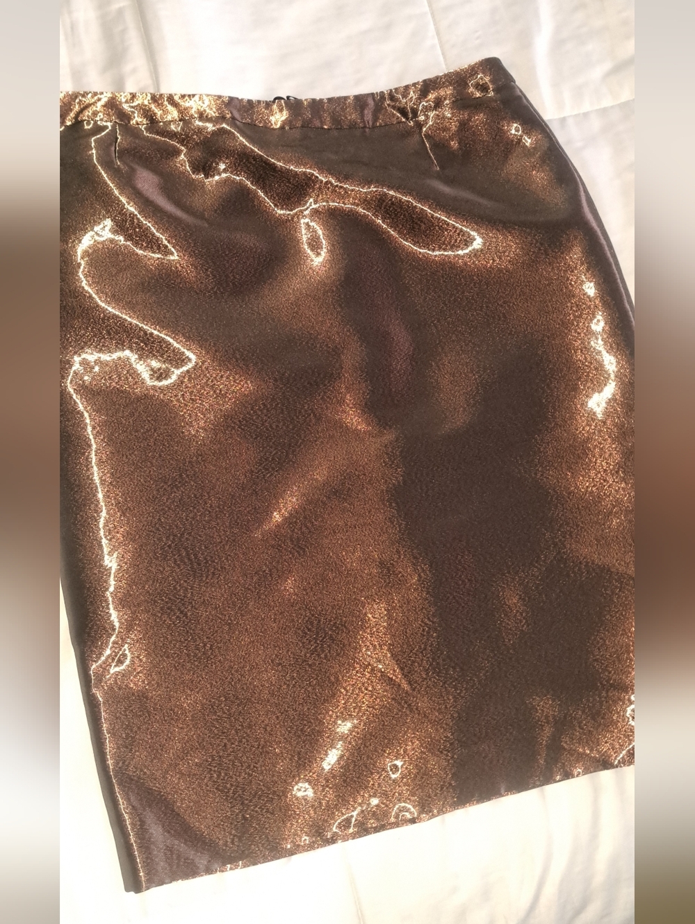 ESCADA Shimmery Bronze Metallic Pencil Skirt